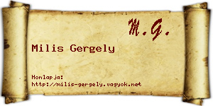 Milis Gergely névjegykártya